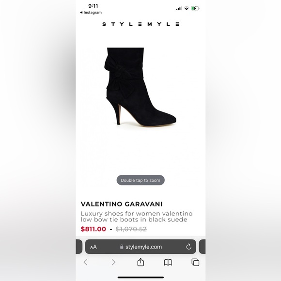 VALENTINO GARAVANI low bow tie boots in black suede 9.5 - Picture 10 of 10